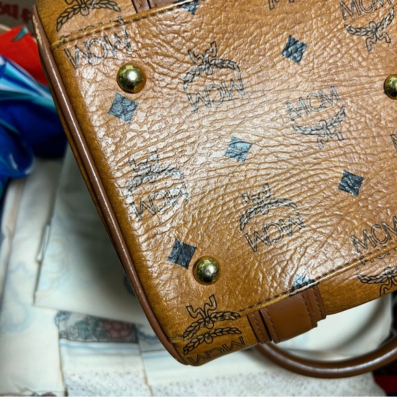 MCM Visetos Satchel Cognac with Bag Charm - Picture 16 of 16